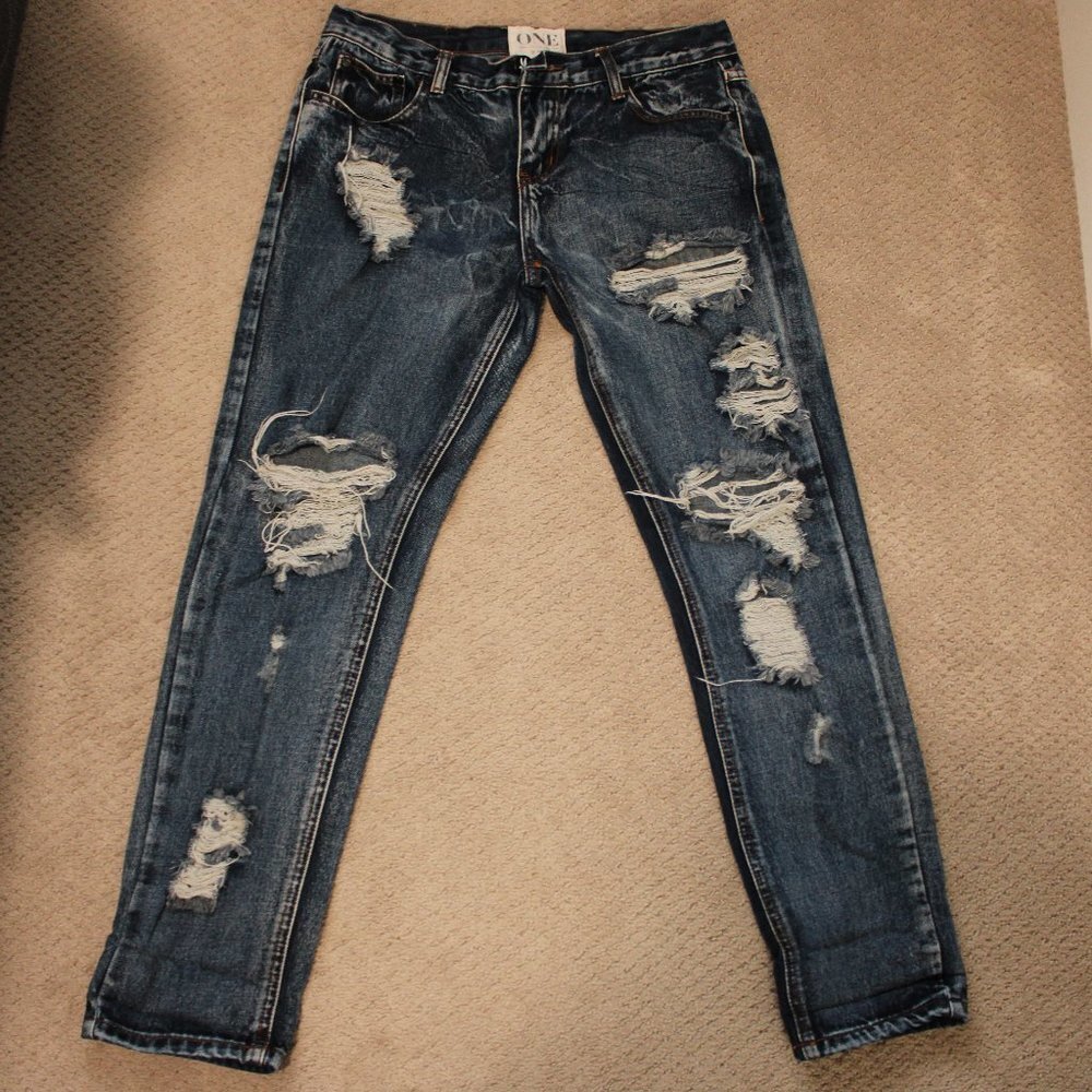 One Teaspoon Awesome Baggies Size 27 Low Waist Relaxed Leg Distressed
